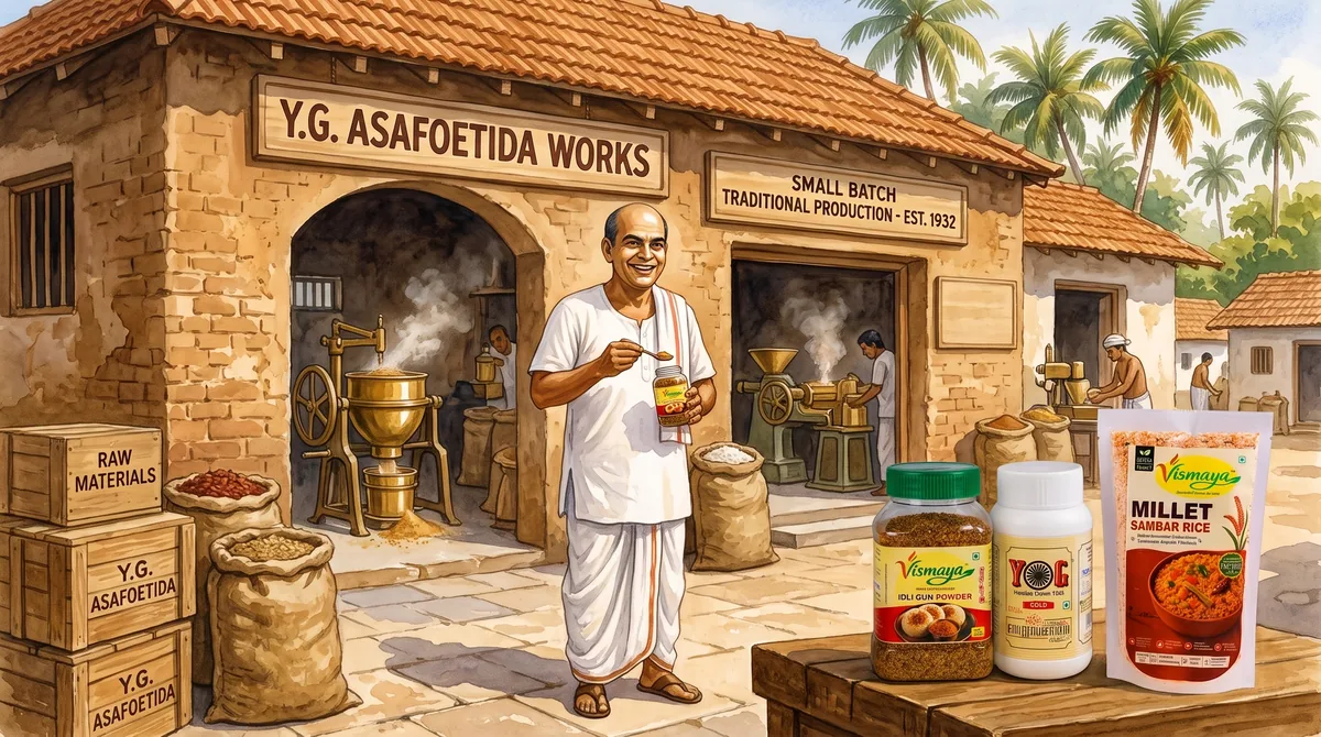 Shri P. Subramanian compounding artisanal hing in 1932 Tirunelveli